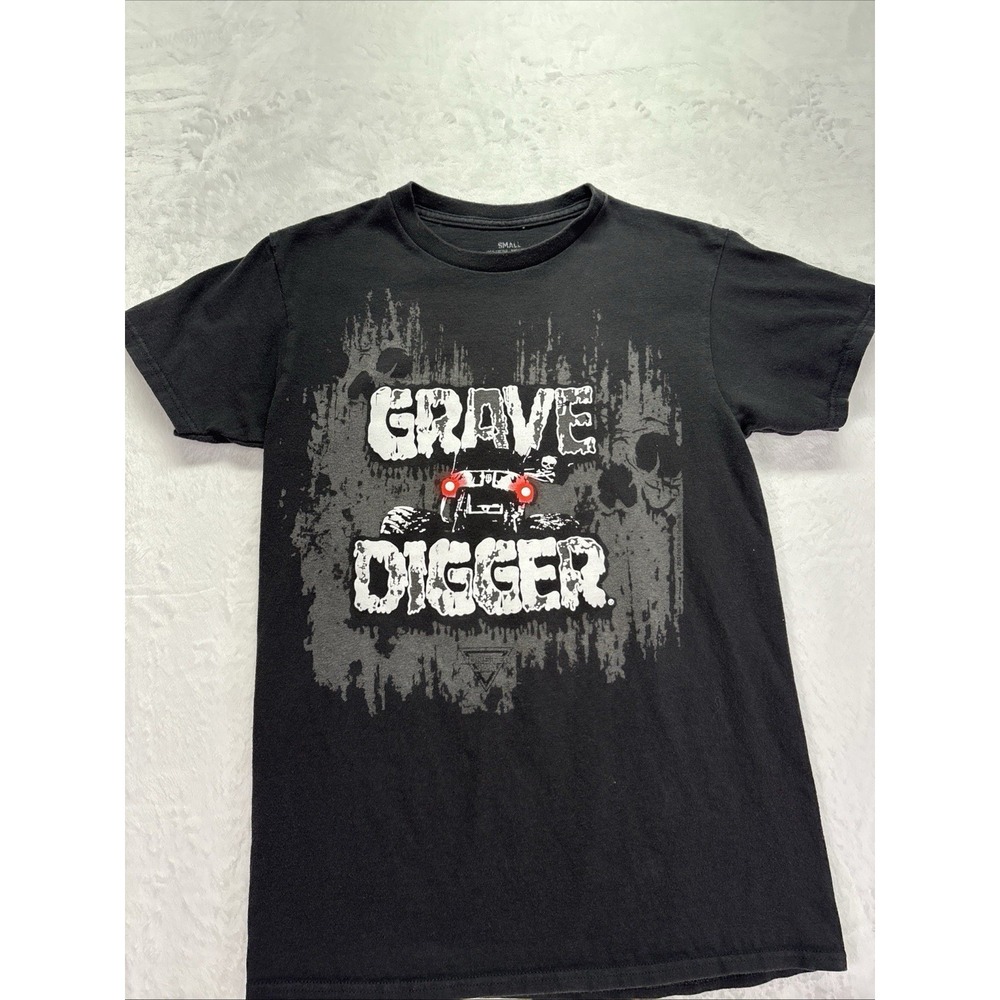 Monster Jam Kids Youth Grave Digger Printed T Shirt  Size Small Black